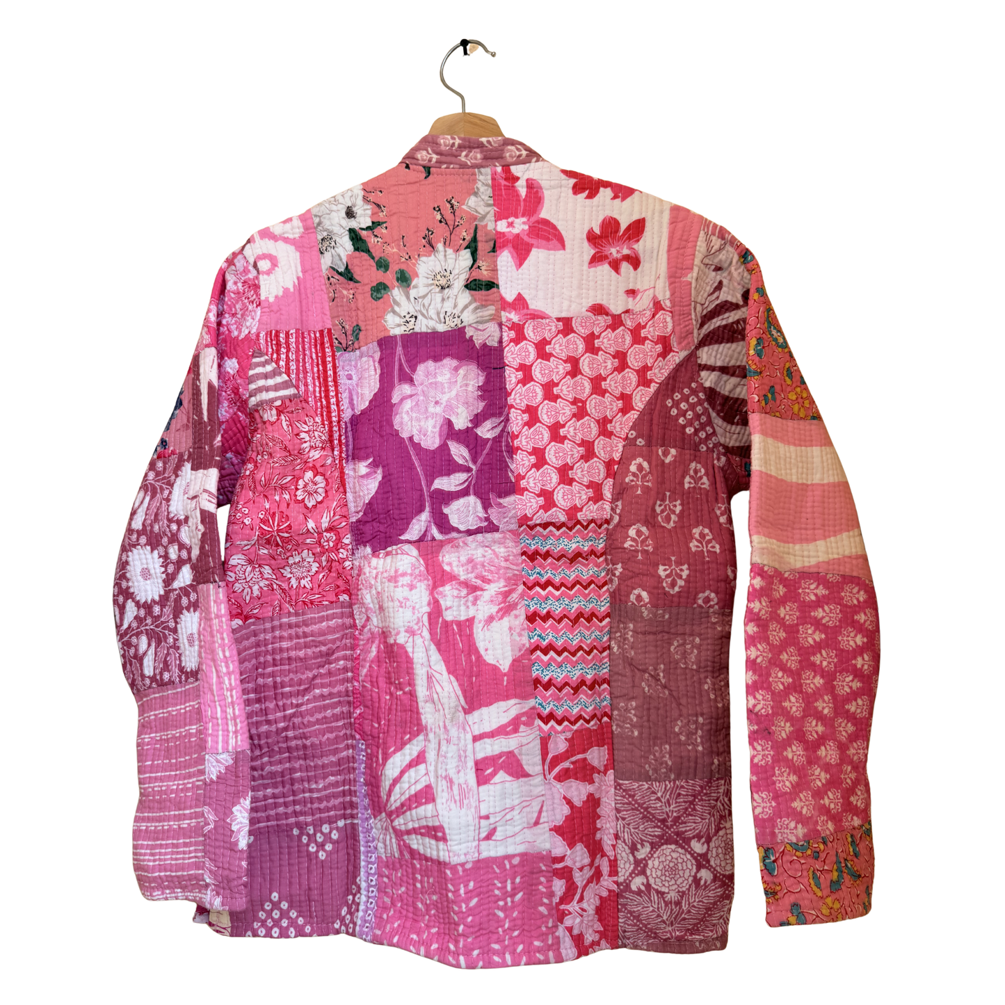Cotton Candy – Long Patchwork Cotton Quilted Reversible Jacket