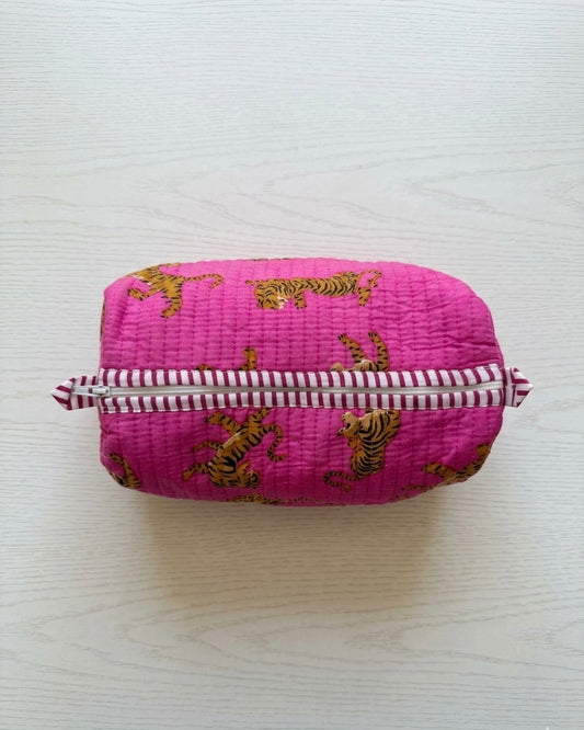 Pink Tiger Tango – Quilted Utility Pouch