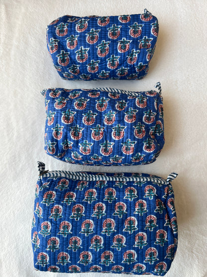 Blue floral – Utility Pouch Pack of 3