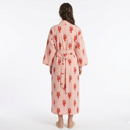 Orange Lobster Coast – Women’s Cotton Kimono