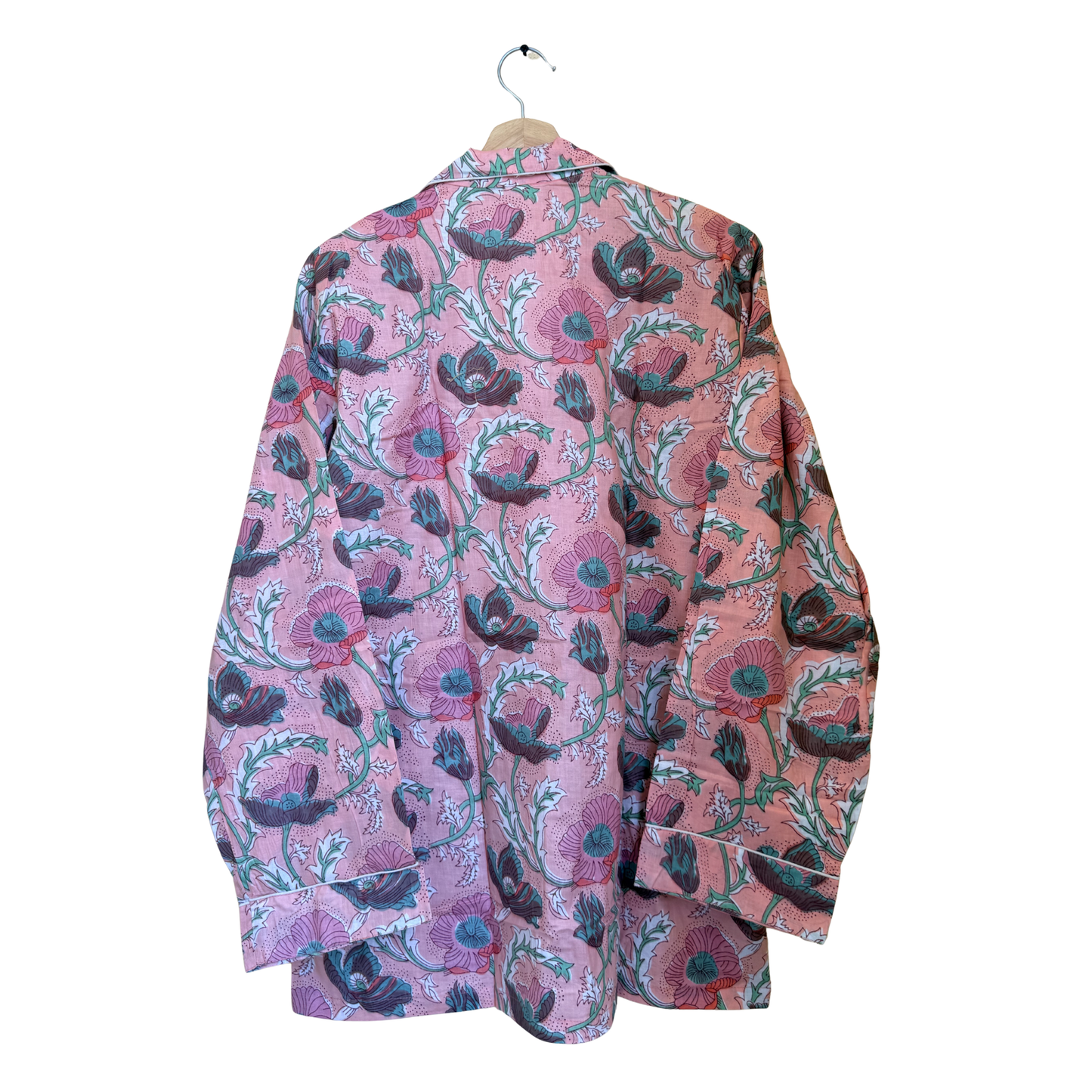 Women's Pink Floral Print Cotton Night Suit Set – Elegant Two Piece Pajama Set