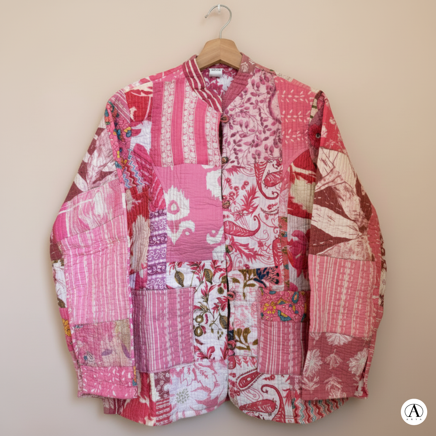 Cotton Candy – Long Patchwork Cotton Quilted Reversible Jacket