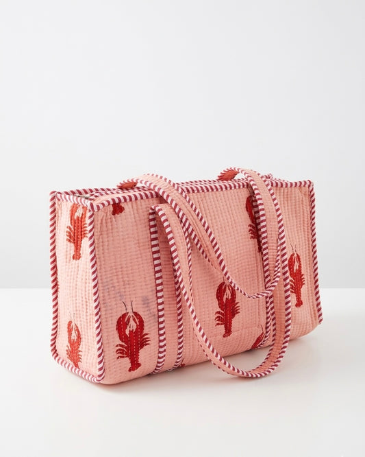Pink lobster Quilted Mini Tote Bag 10X12