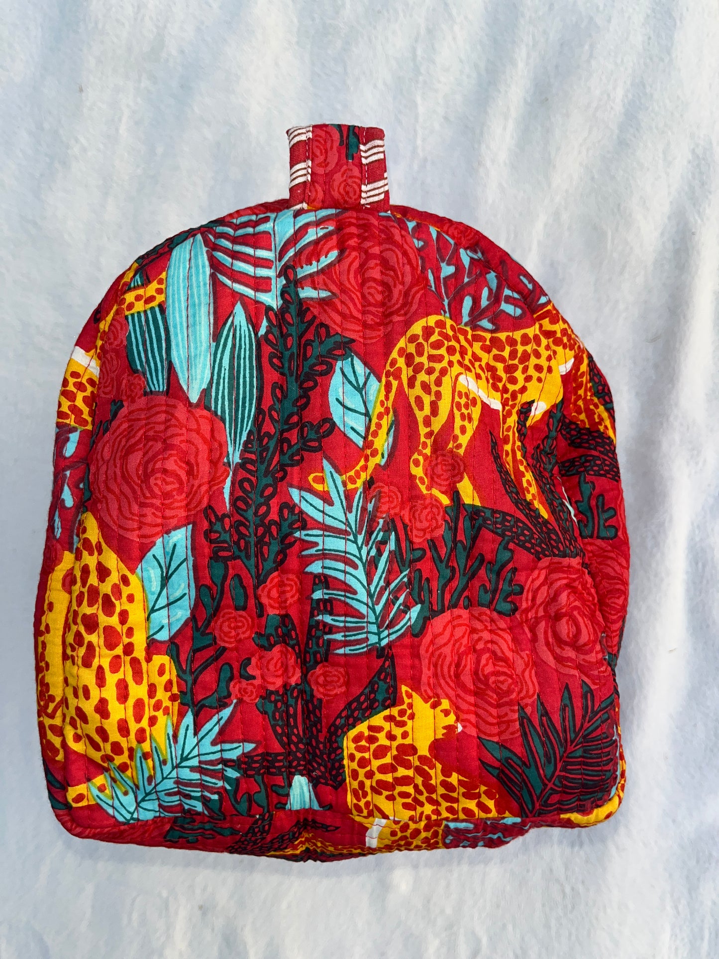 Red Floral Tiger Print Quilted Cotton Duffle Bag – Lightweight Travel Weekender