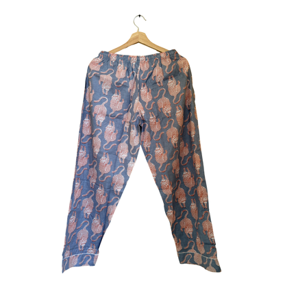 Women’s Grey Royal Tiger Print Cotton Night Suit Set – Elegant Two Piece Pajama Set