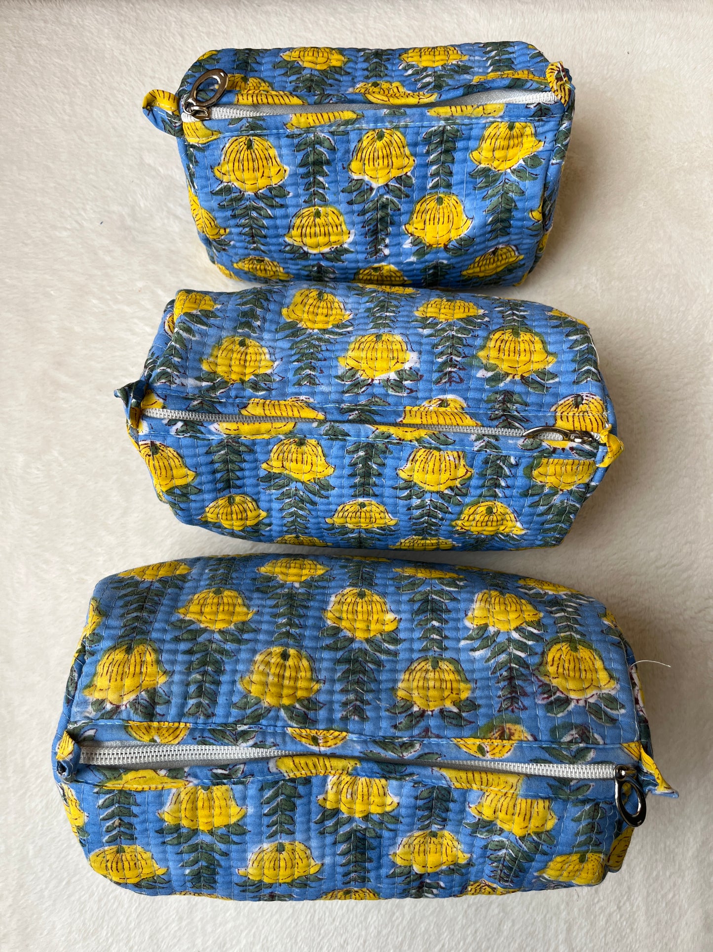 Blue Yellow Floral – Utility Pouch Pack of 3
