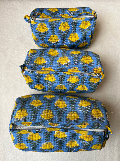 Blue Yellow Floral – Utility Pouch Pack of 3