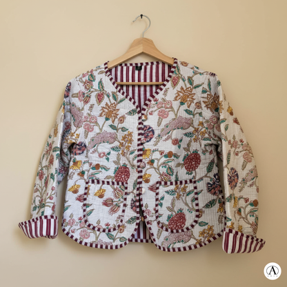 White Blossom – Cotton Quilted Reversible Jacket