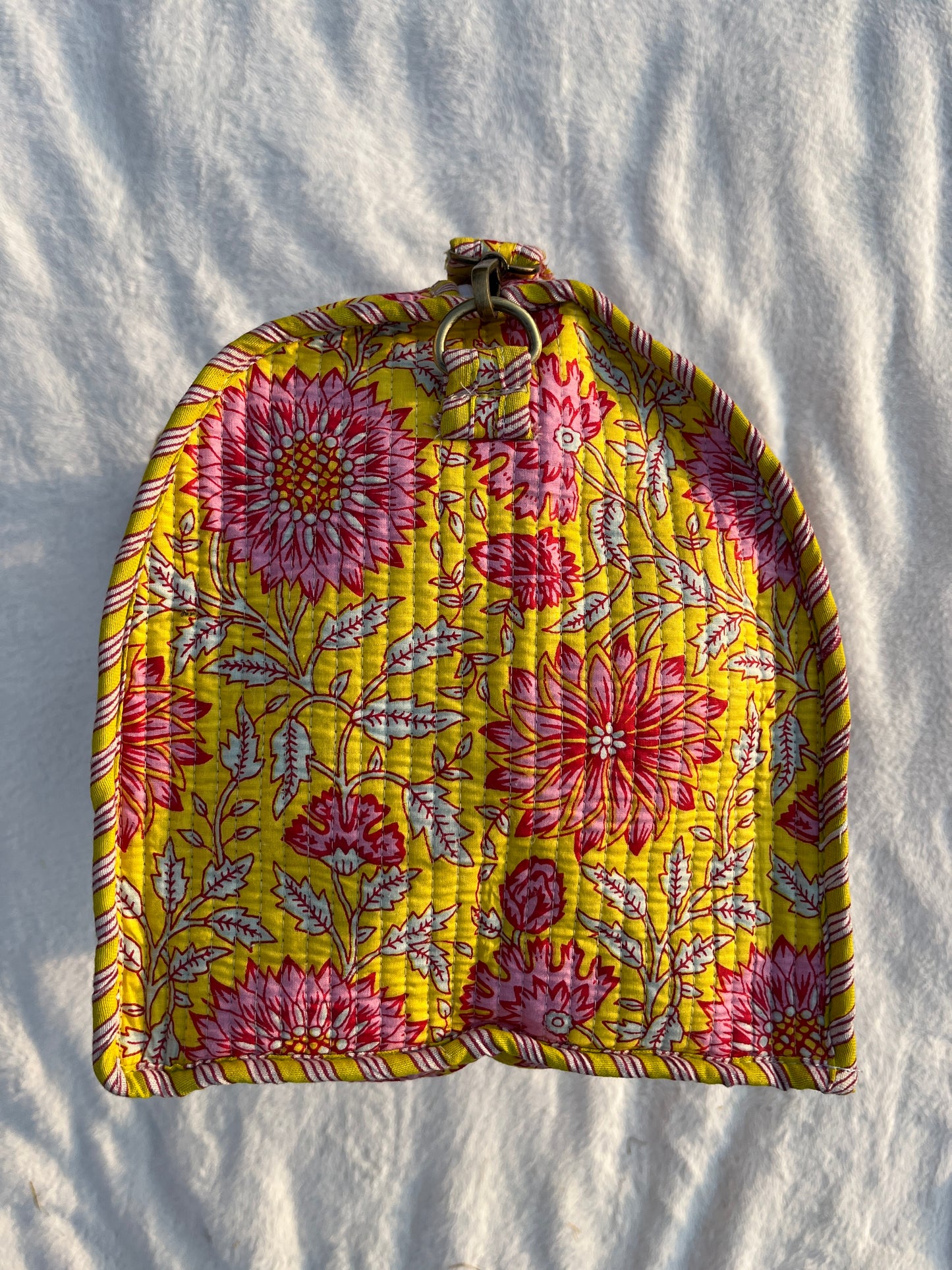 Yellow Floral Print Quilted Cotton Duffle Bag – Lightweight Travel Weekender