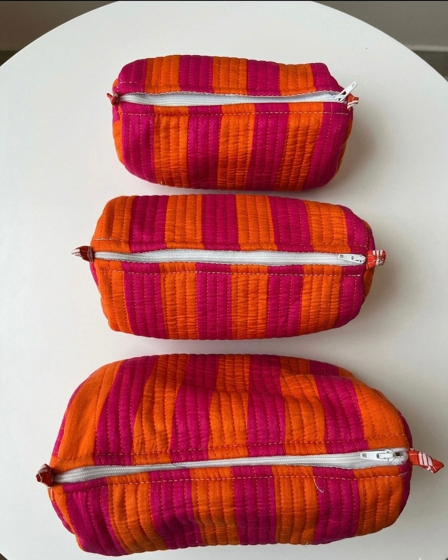 Orange Pink Stripes – Utility Pouch Pack of 3