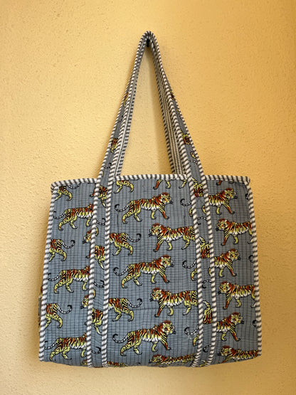 Grey tiger Mini Tote Bag 15X15