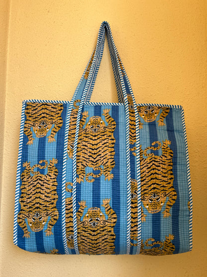 Blue Stripes Tibetan Tiger – Wander Tote Bag 18x18