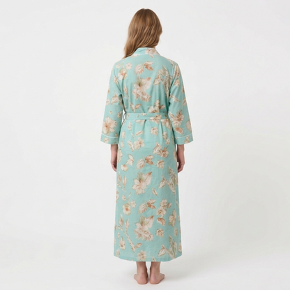 Sky Blue Bloom – Women’s Cotton Kimono