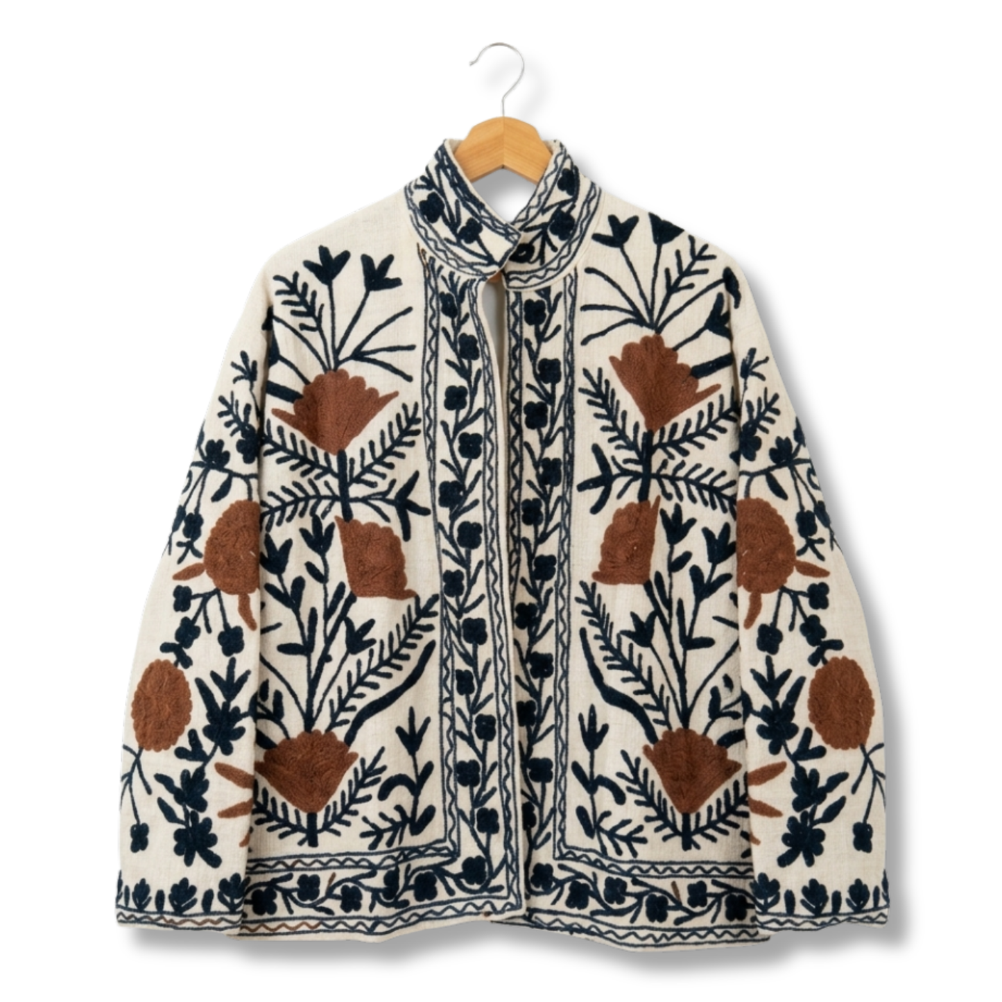 Women's Earth Bloom Suzani Reversible Cotton Jacket – Artistic Embroidered Statement Jacket
