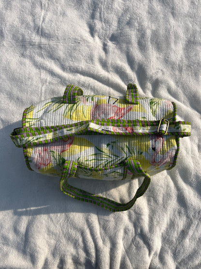 Green White Floral Quilted Cotton Duffle Bag – Lightweight Travel Weekender