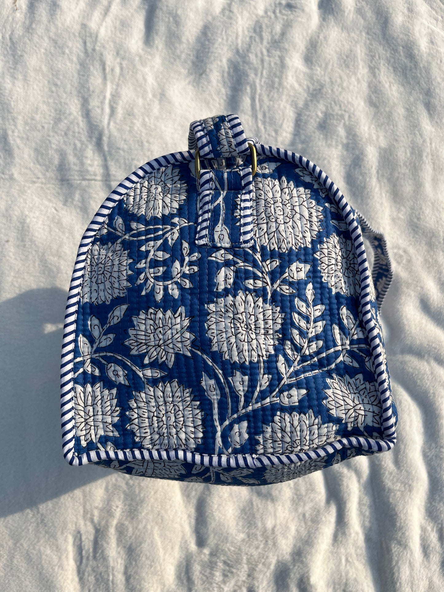 Blue Floral-2 Print Quilted Cotton Duffle Bag – Lightweight Travel Weekender