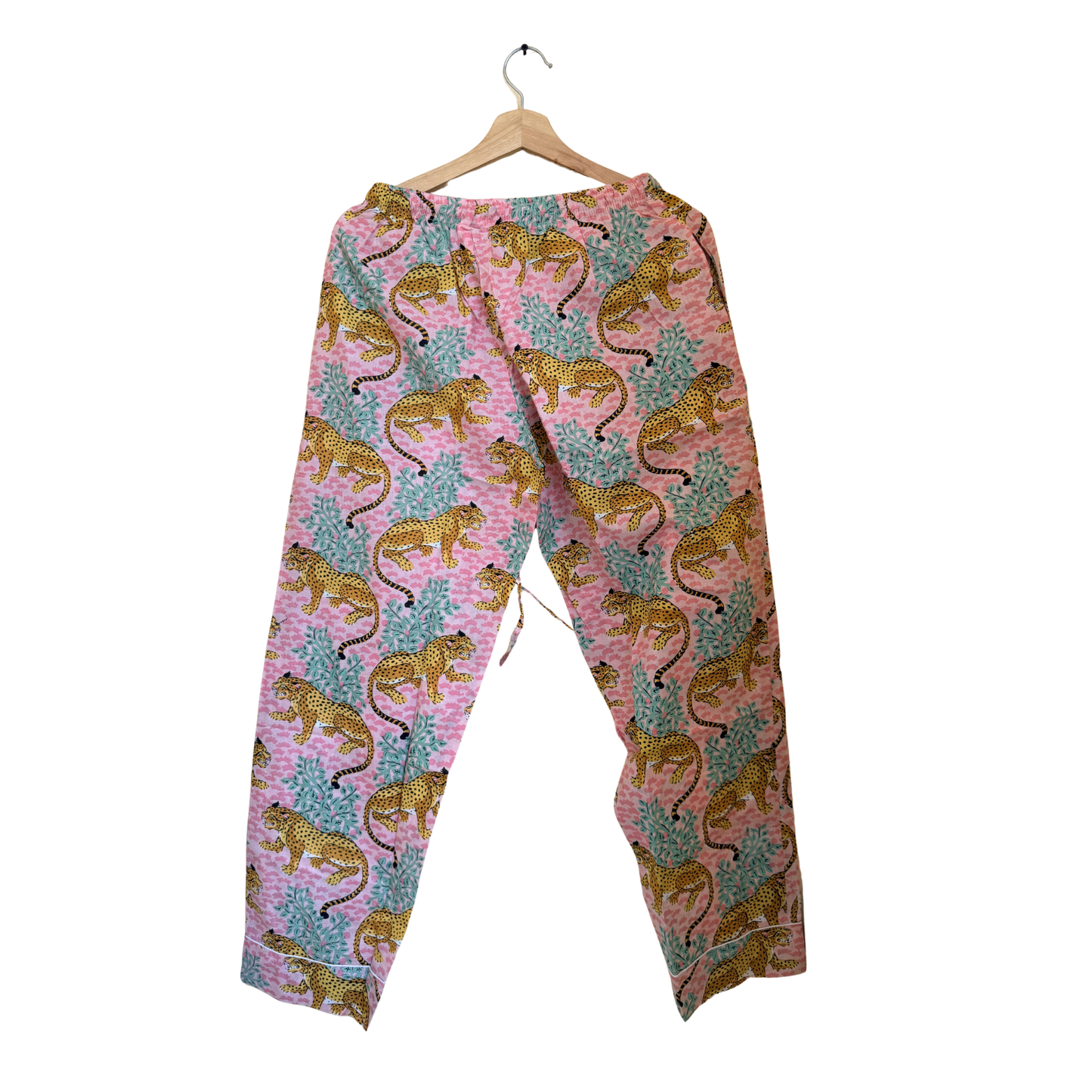 Women’s Pink & Blue Leopard Print Cotton Night Suit Set – Elegant Two Piece Pajama Set