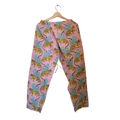 Women’s Pink & Blue Leopard Print Cotton Night Suit Set – Elegant Two Piece Pajama Set
