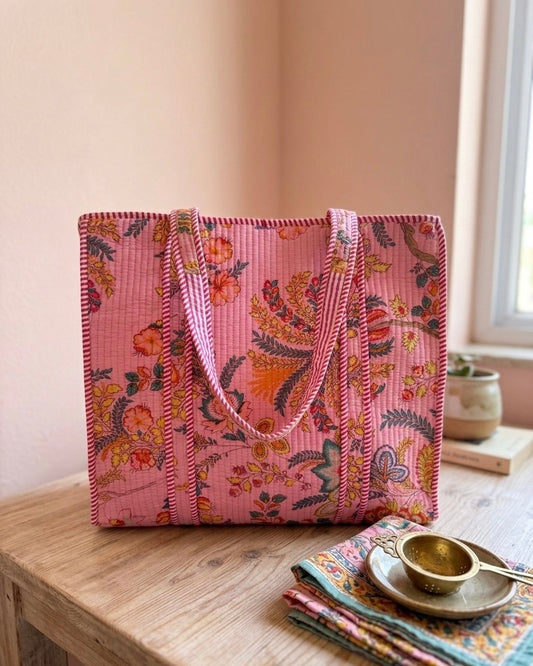 Pink Floral-2 – Wander Tote Bag 18x18