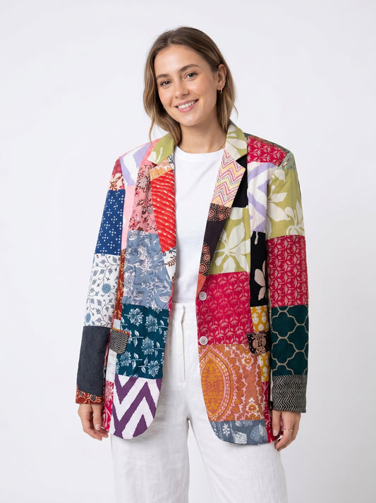 Women’s patchwork Blazer – Bold Statement Tailored Jacket