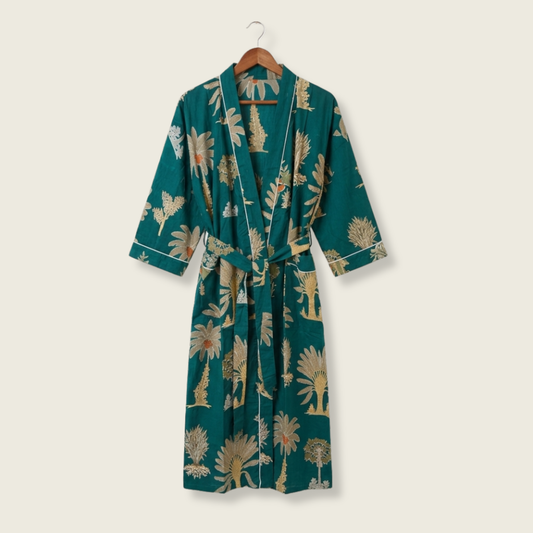 Emerald Green Beach Breeze – Women’s Cotton Kimono