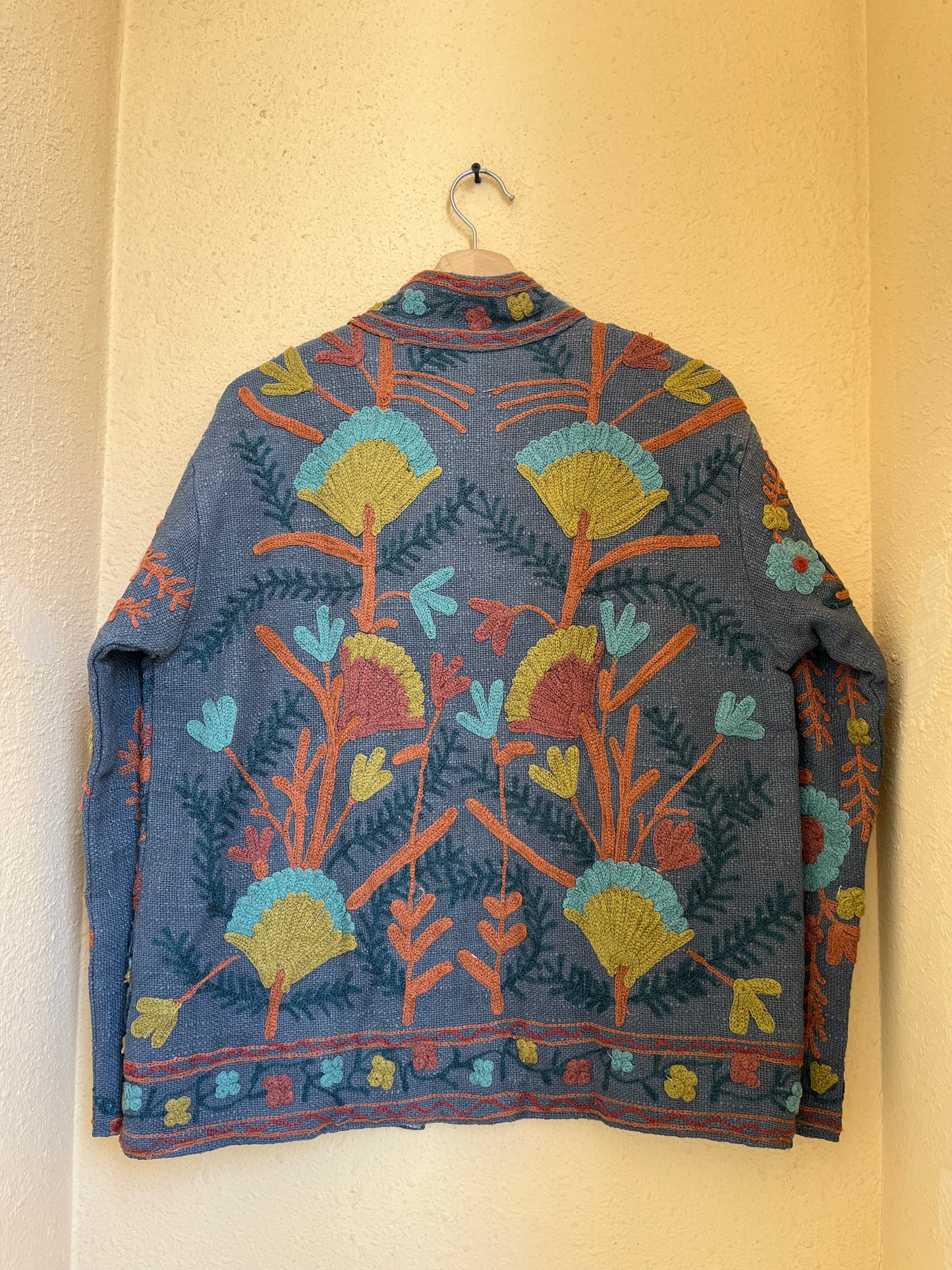 Women's Grey Suzani Reversible Jacket – Artistic Embroidered Statement Jacket