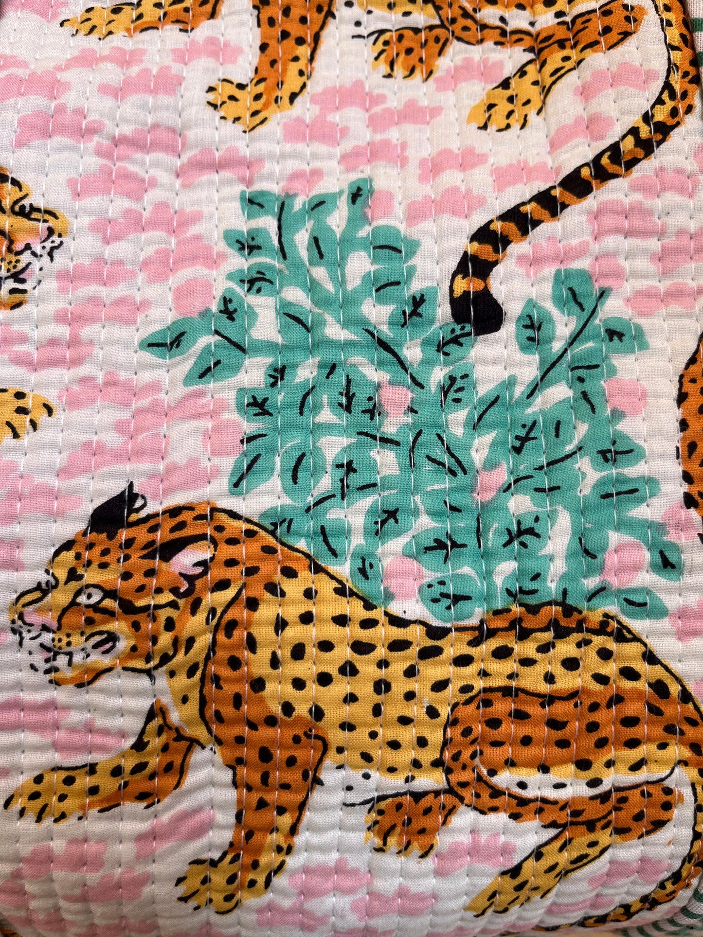 Pink leopard Quilted Mini Tote Bag 10X12
