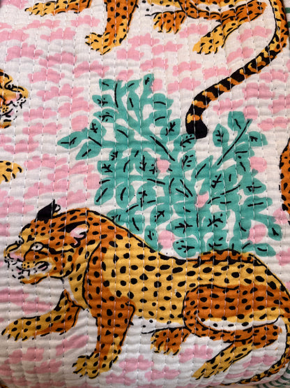 Pink leopard Quilted Mini Tote Bag 10X12