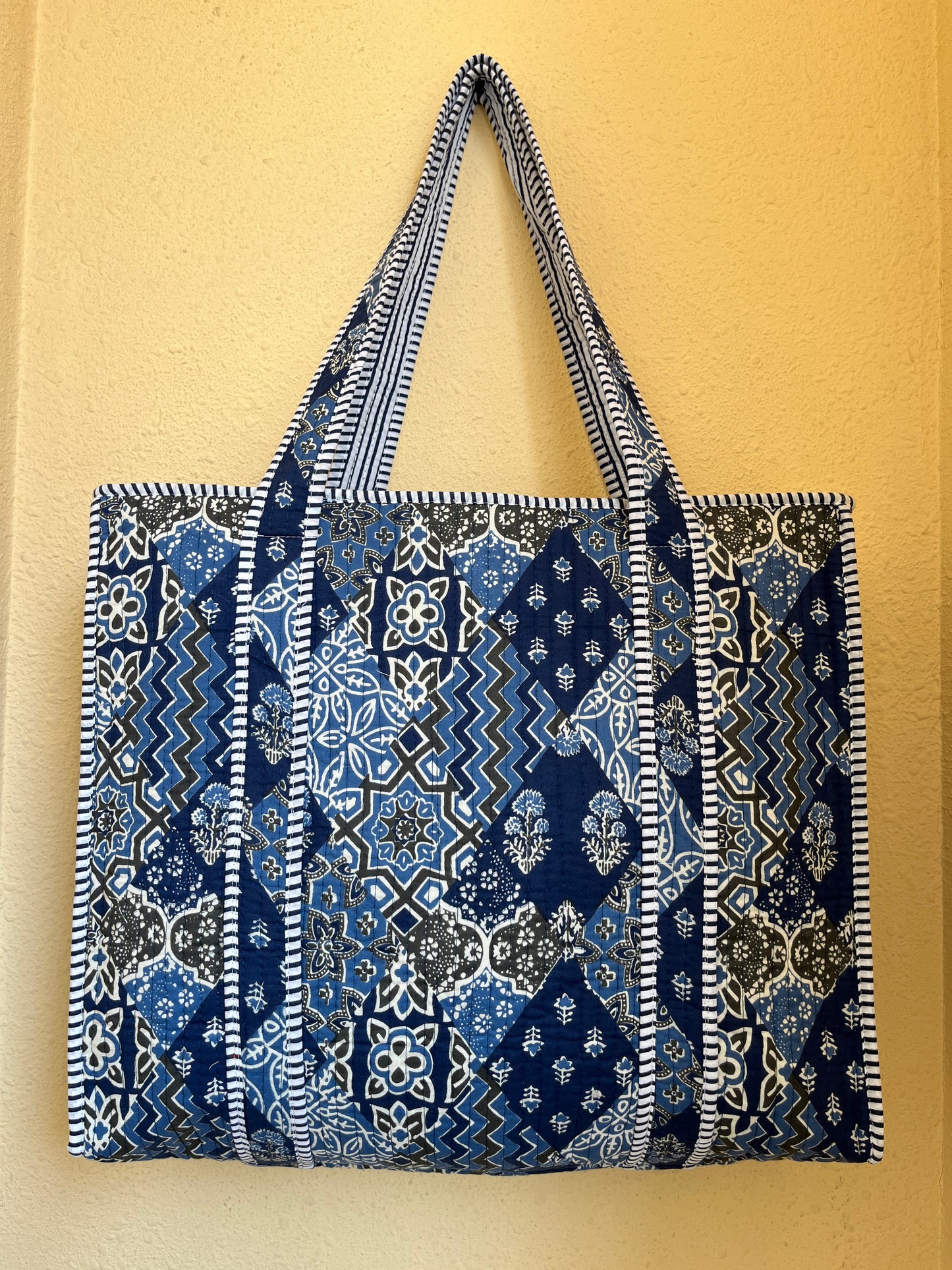 Indigo Blue Patch – Wander Tote Bag 18x18
