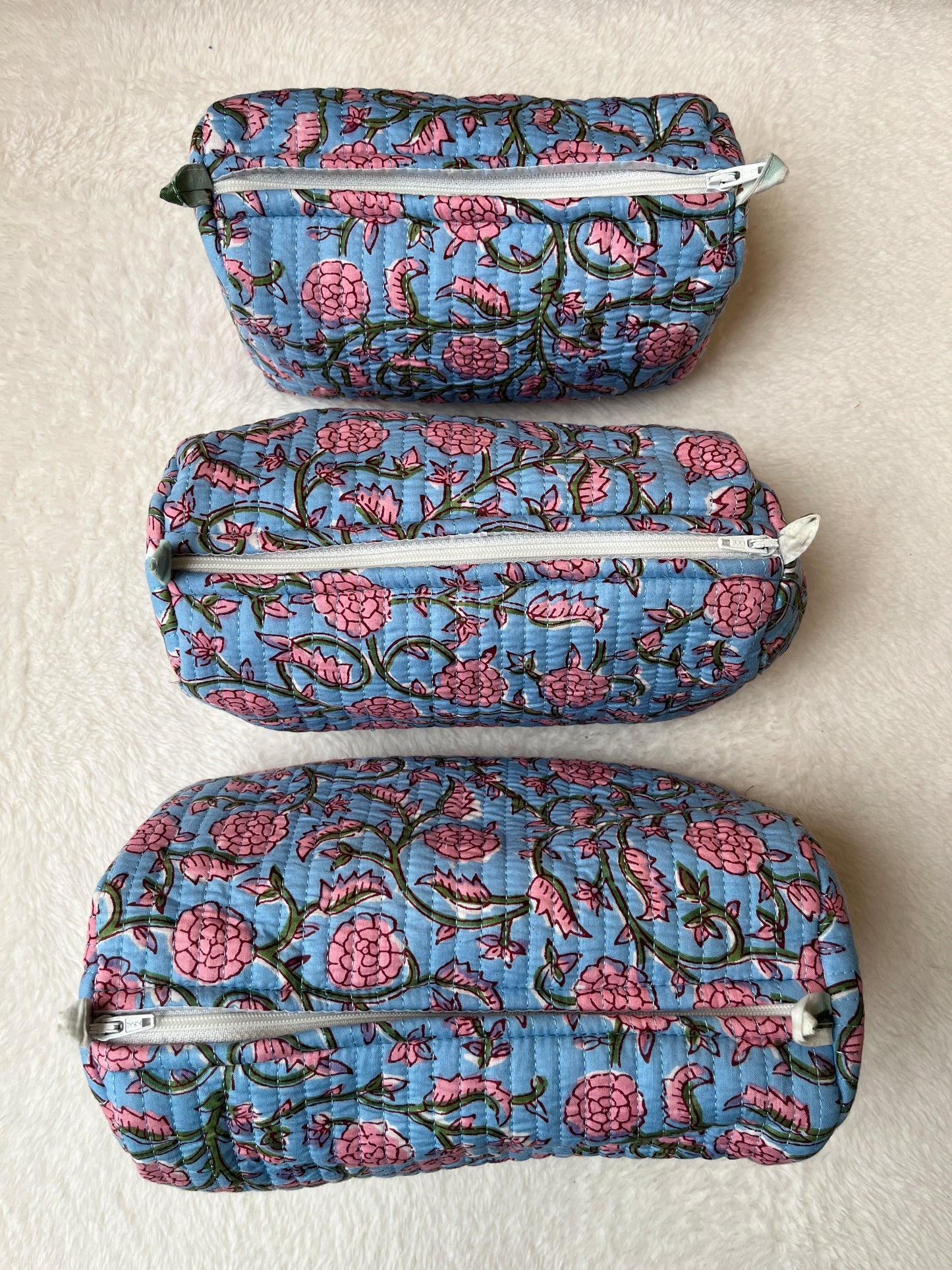 Blue Pink Floral – Utility Pouch Pack of 3