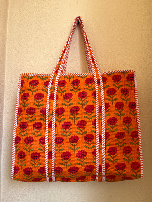 Orange Sunset Bloom – Wander Tote Bag 18x18