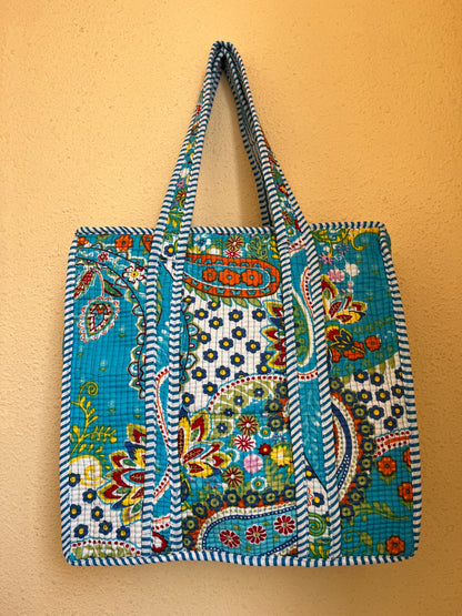Blue floral Mini Tote Bag 14X14