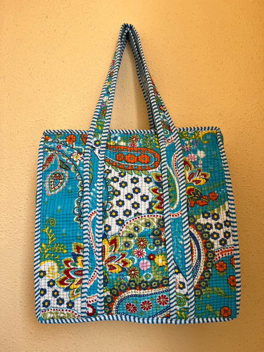 Blue floral Mini Tote Bag 14X14