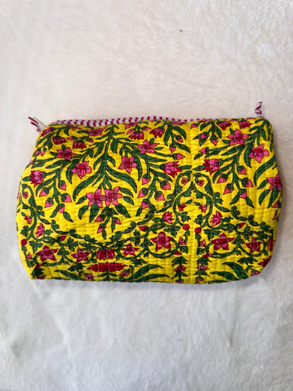 Yellow Floral – Quilted Utility Pouch