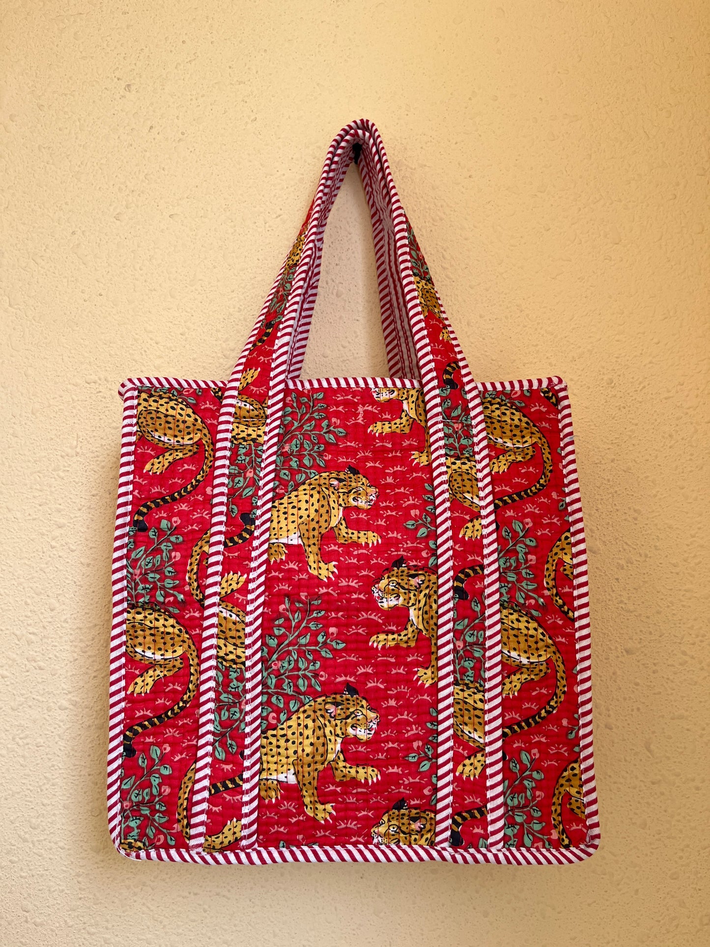 Red leopard – Quilted Mini Tote Bag 12X12