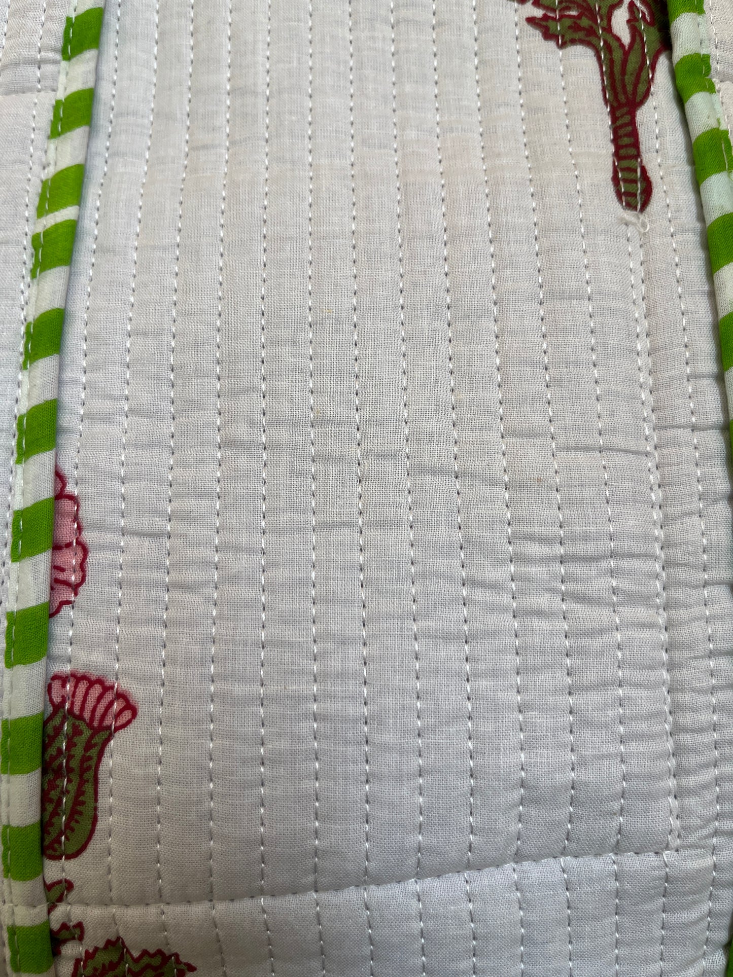 White pink floral Quilted Mini Tote Bag 10X12