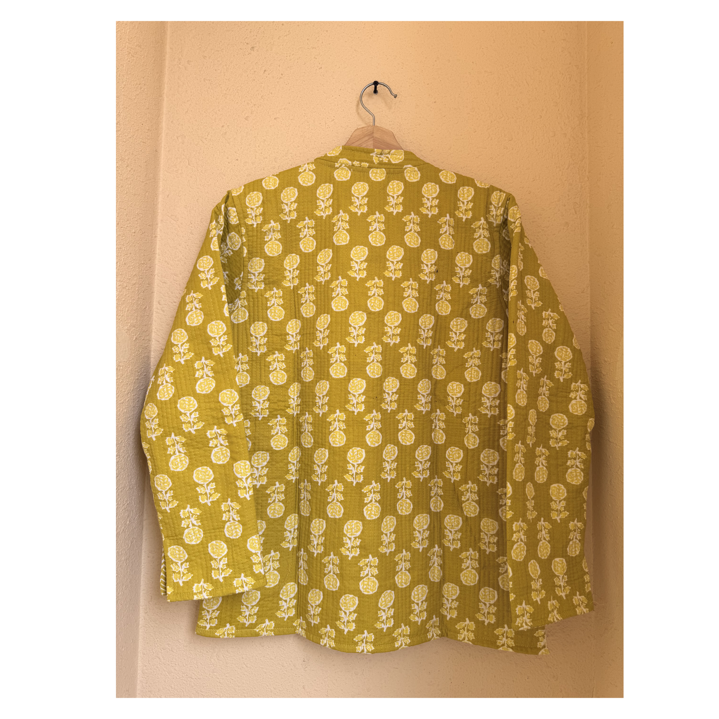 Mustard yellow – Long Cotton Quilted Reversible Jacket
