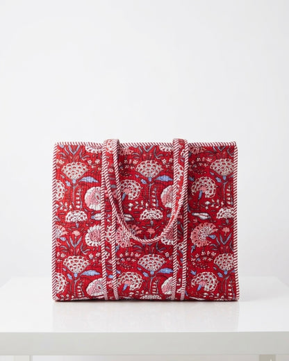 Crimson Red Bloom – Wander Tote Bag 18x18