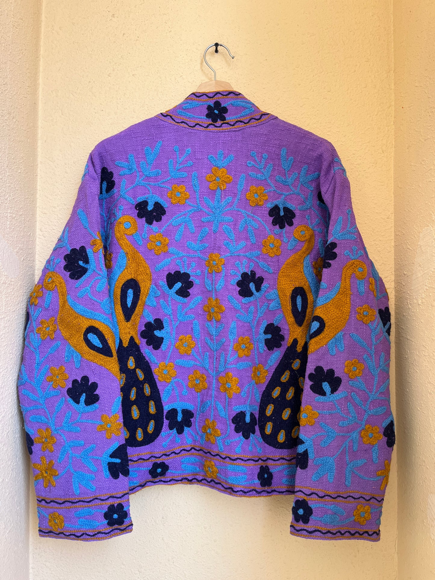 Women's Blue Suzani Reversible Jacket – Artistic Embroidered Statement Jacket