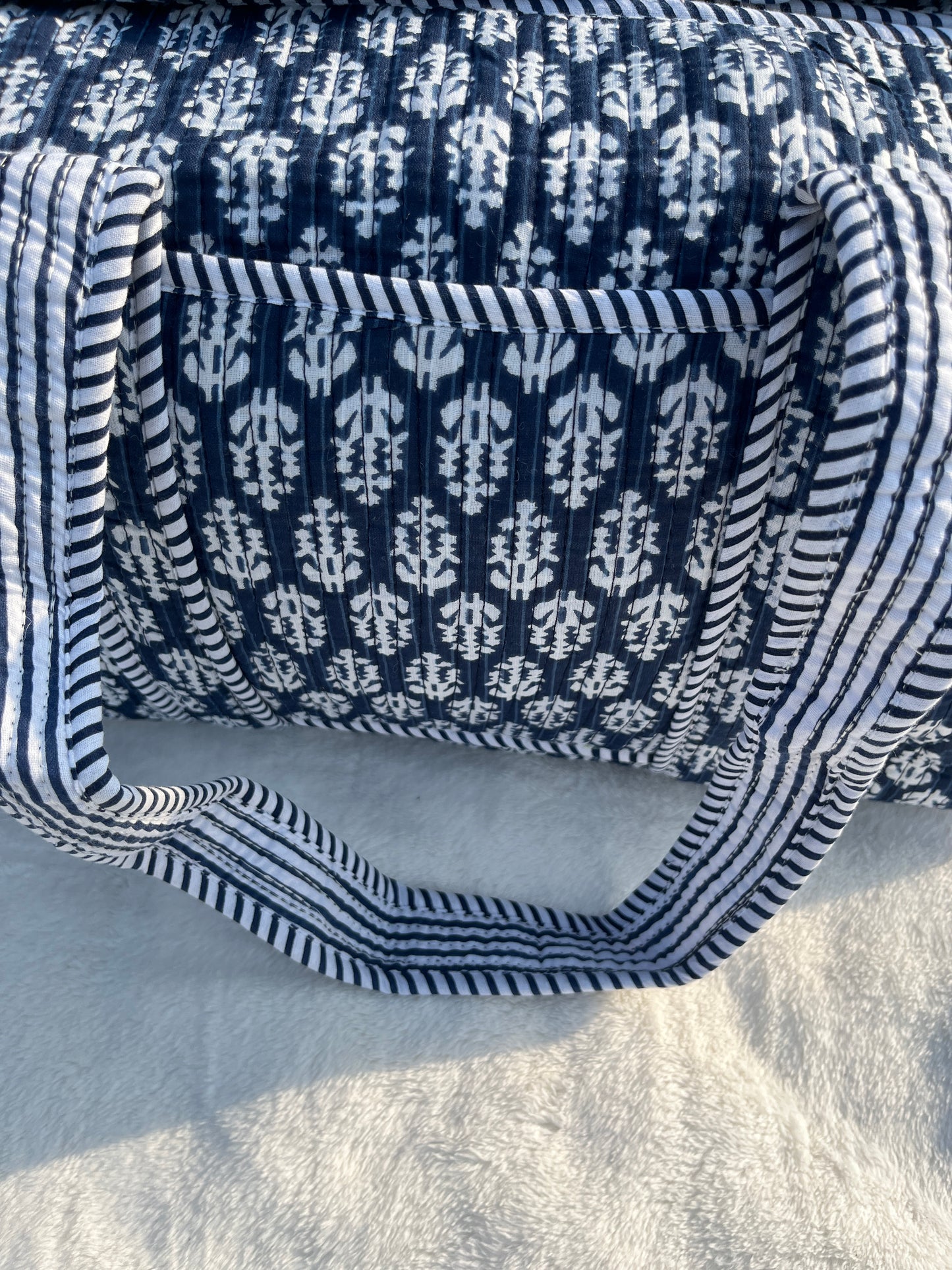 Navy blue - 2 Quilted Cotton Duffle Bag – Lightweight Travel Weekender