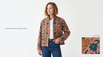 Women's Cotter Suzani Reversible Jacket – Artistic Embroidered Statement Jacket