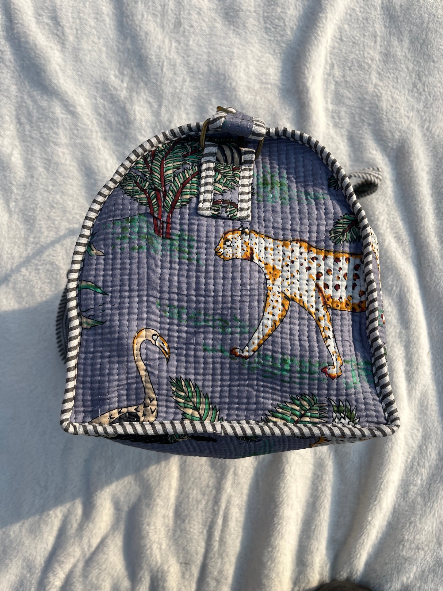 Grey Safari Print Quilted Cotton Duffle Bag – Lightweight Travel Weekender