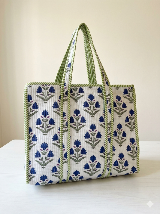 Azure Blue Bloom – Muse Tote Bag 16X16