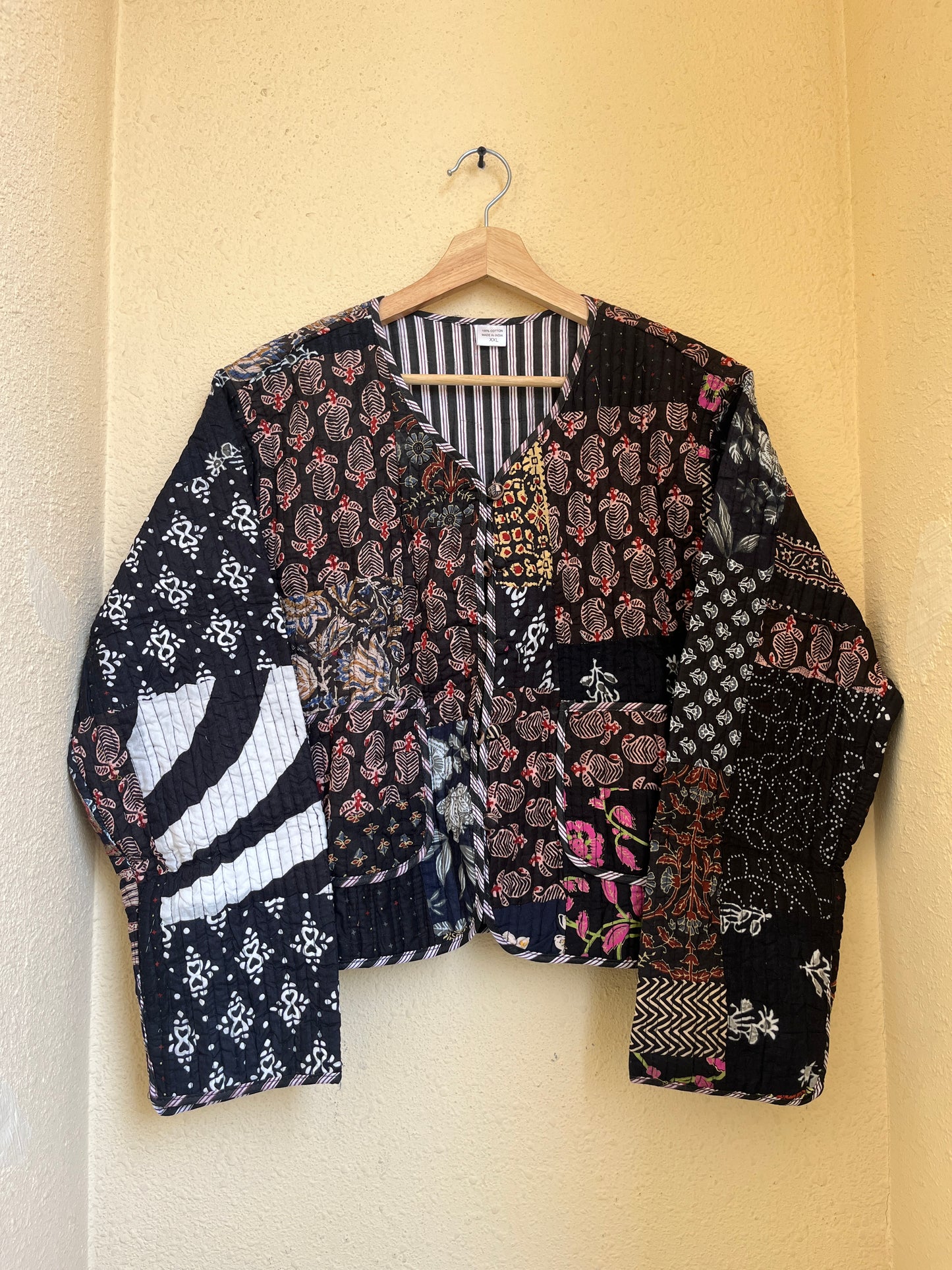 Black – Patchwork Cotton Quilted Reversible Jacket