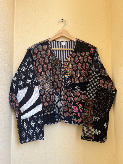 Black – Patchwork Cotton Quilted Reversible Jacket