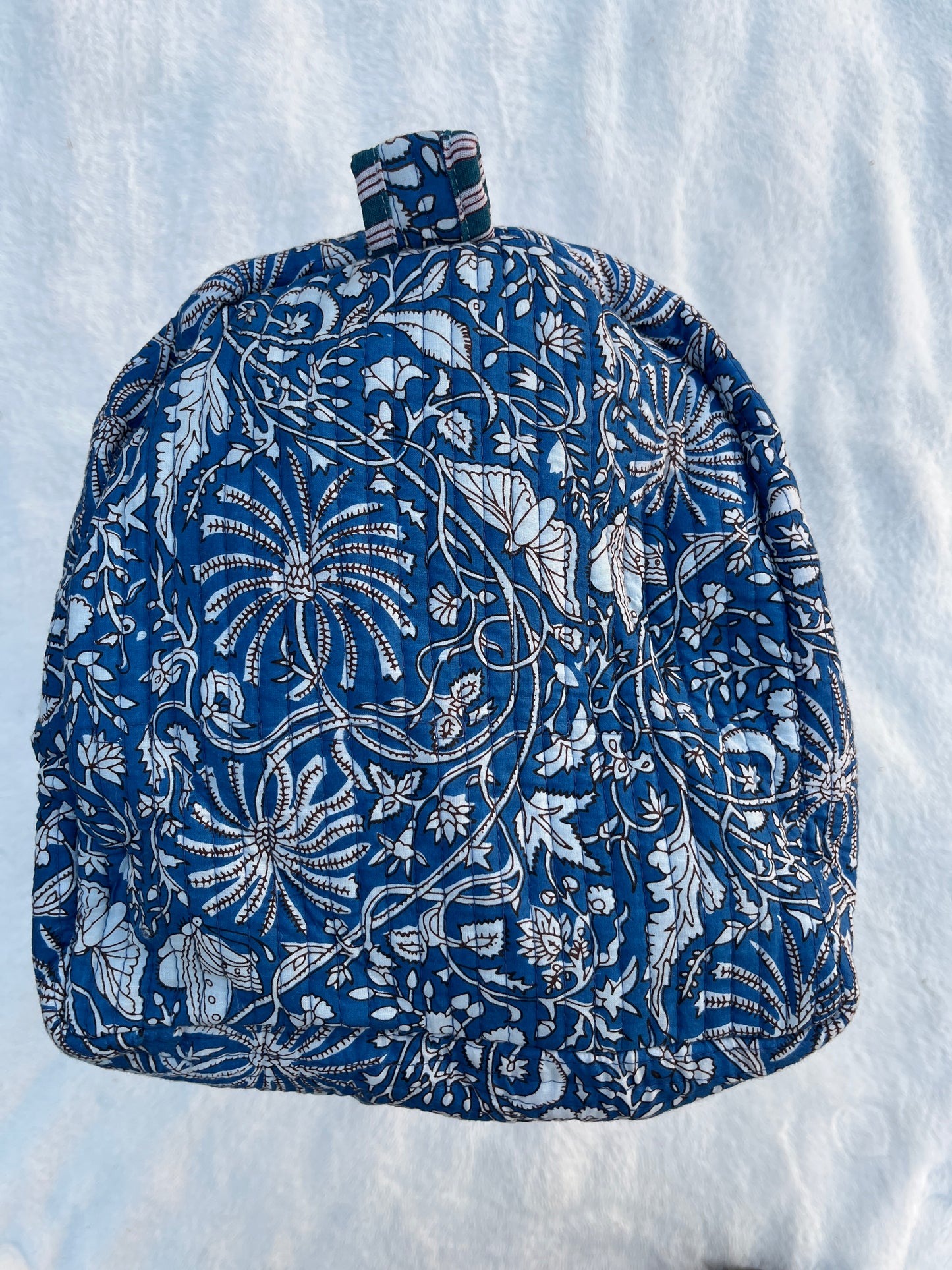 Blue Floral Print Quilted Cotton Duffle Bag – Lightweight Travel Weekender