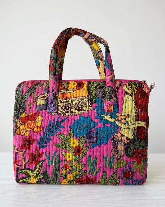 Farida Bloom – Pink Quilted Laptop Bag