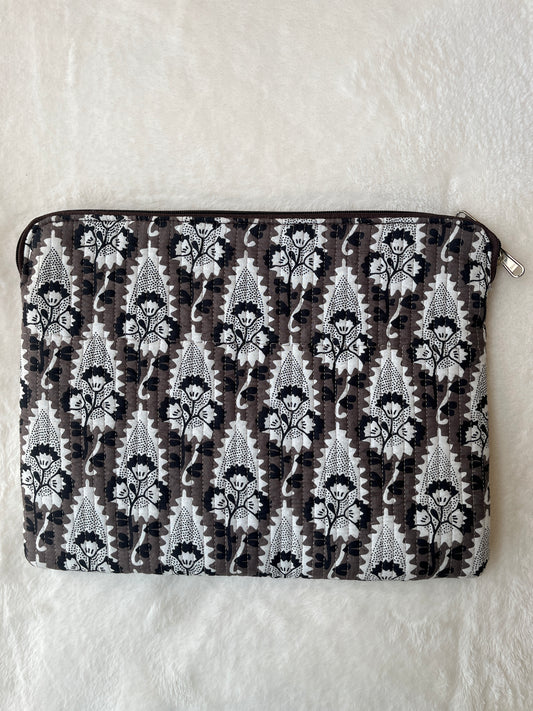 White Floral Quilted Laptop Bag
