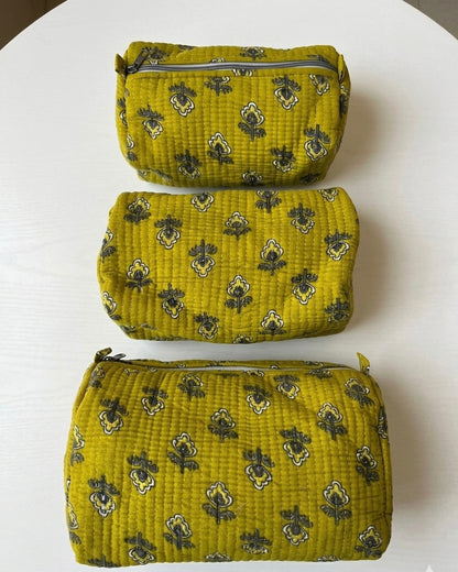 Yellow floral  – Utility Pouch Pack of 3