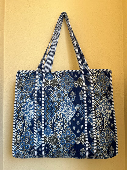 Indigo Blue Patch – Wander Tote Bag 18x18